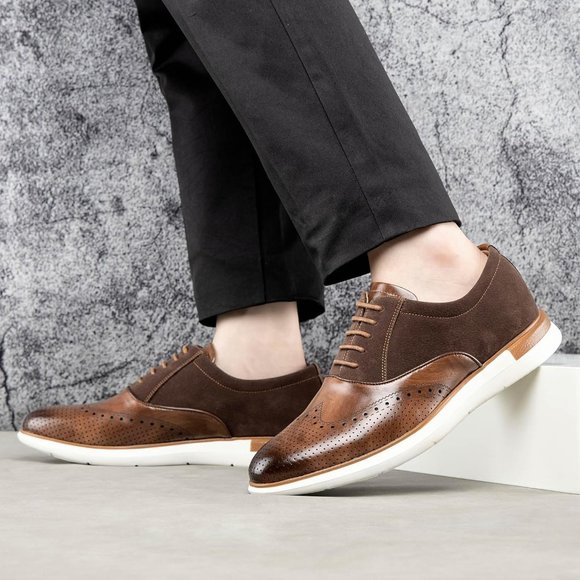 Men\'s Brown Oxfords Casual Dress Leather Lace Up for Men Business Oxford Shoes main image 6